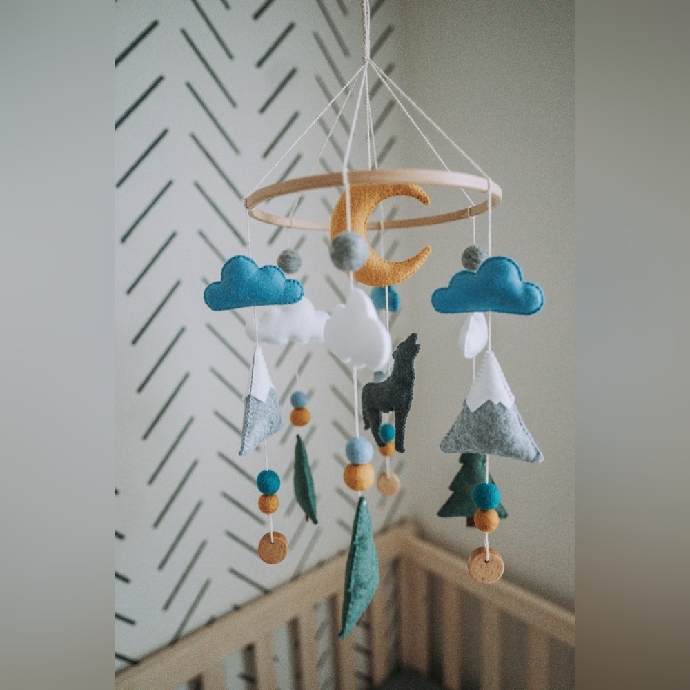 Hand made mobile for baby nursery